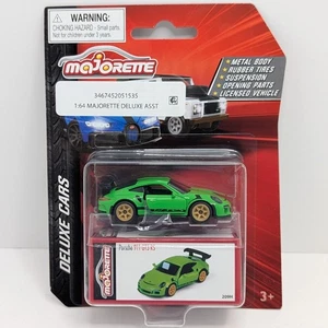 Majorette Porsche 911 GT3 RS Green 1/63 Diecast Car Deluxe Series Rubber Tires - Picture 1 of 15
