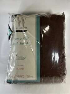 New Wamsutta Super Soft Plush Blanket Full Queen Brown 90x90 - Picture 1 of 4