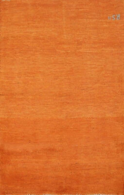 Versatile Gabbeh Solid Design Orange Wool Modern Rug Ideal for Any Room 3x5 ft - Image 1 of 4
