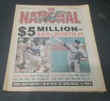 THE NATIONAL SPORTS DAILY NEWS PAPER APRIL 9 1991 DWIGHT GOODEN ROGER CLEMENS 