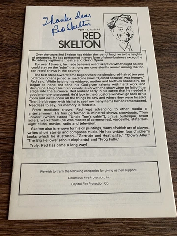 Red Skelton Autographed Program Cover