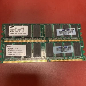 2x 335174-001 HP 256MB DDR Non ECC PC-2700 333Mhz Memory Pc2700u-25331-z - Picture 1 of 1