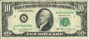 1981 10$ Federal Reserve Note - Green Seal - AMB/DTR A30728558B - #13733 - Picture 1 of 2