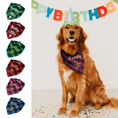 Personalised Dog Bandana Triangle Neckerchief with Name Christmas Birthday Gift - image 1 of 4