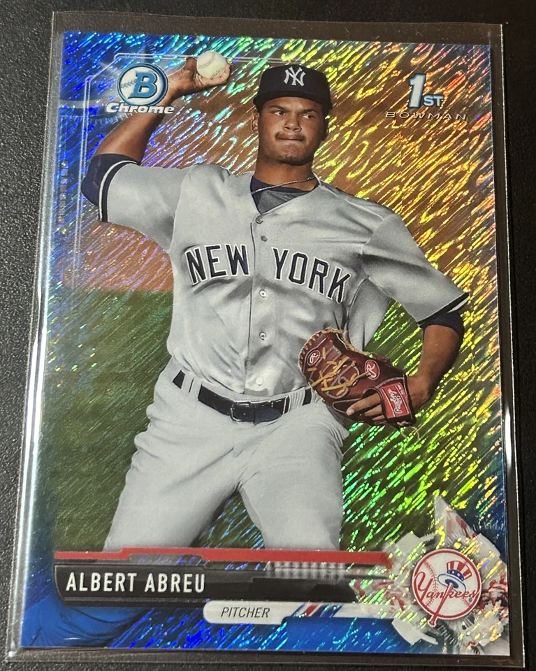 2017 Bowman Chrome Mini Blue Shimmer Refractor #BCP153 Albert Abreu /150 Yankees - Image 1 of 2