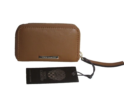 Cartera de cuero genuino Vince Camuto con cremallera alrededor ron envejecido nueva con etiquetas $58 Foto 1 de 4