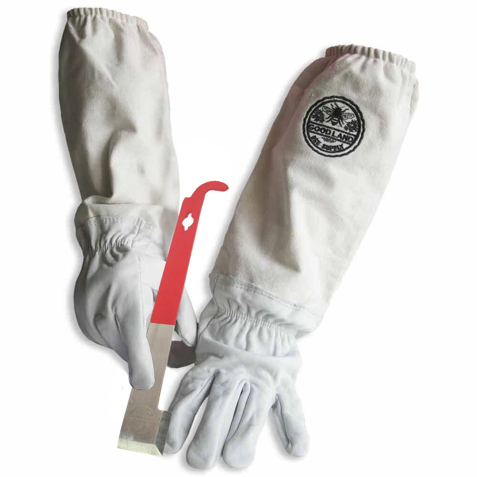 GOOD LAND BEE SUPPLY Cotton & Sheepskin Beekeeping XXLarge Gloves w/ J-Hook Hive Tool GL-GLV-JHK-XXLG