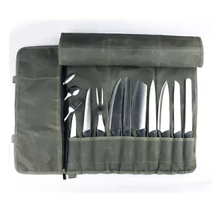 Large waxed canvas knife / tool roll - heavy duty tool bag - Picture 1 of 6