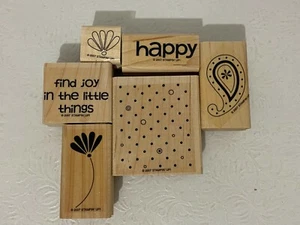 STAMPIN UP! Juego de sellos de goma de madera (6) lunares y cachemira - Imagen 1 de 3