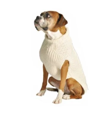 Natural Cable Knit Dog Sweater Chilly Dog Hand Knit Wool  XXS-XXXL Puppy Pet NWT - Image 1 of 4