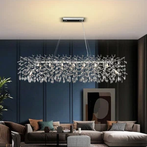 Large Luxury Raindrop Pendant Light,Modern Chandelier Crystal Silver,for Foyer - Picture 1 of 9