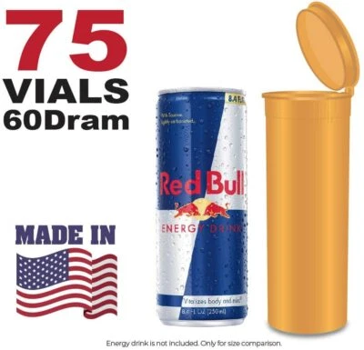 W GALLERY 75 Gold Vials - 60 DRAM Pop Top Bottle - Smell Proof Containers