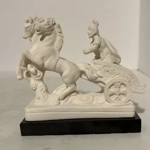 Vtg Gladiator Charriot & Horses Santini Style Italian Alabaster Resin Sculpture - Picture 1 of 7