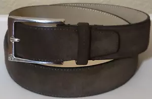 Brooks Brothers brauner Wildledergürtel massive Messingschnalle Made in Italy - Bild 1 von 9