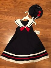 NWT Sophie Rose Toddler Girls Sailor Dress & Hat Size 4T