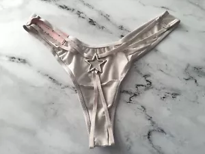 Victorias Secret Nwt Grey Silver Hardware Star Strappy Thong Very Sexy Panty - Picture 1 of 3