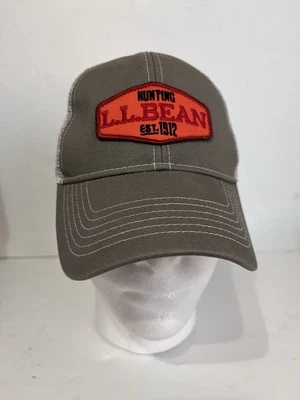 LL Bean Cap Trucker Baseball 1912 Orange Patch Adjustable Mesh Back Gray White - Image 1 of 4