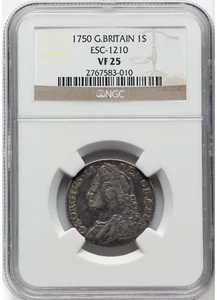 1750 Great Britain George II Silver Shilling England NGC VF25 - Picture 1 of 2