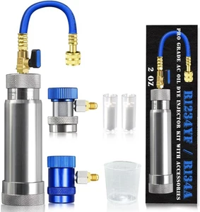 R1234YF & R134A AC Oil Dye Injector Kit with 2 Snap Quick Couplers 2 Oil Chec... - Picture 1 of 7