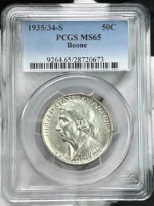 1935/34-S Boone 50C Classic Commemorative Half Dollar PCGS MS65 Silver Coin - Picture 1 of 5