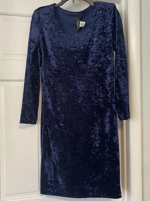 Sexy Vestido MOLLY MALLOY Pequeño Para Mujer 10 Gótico Cóctel Fiesta Azul Terciopelo Cuentas Foto 1 de 4