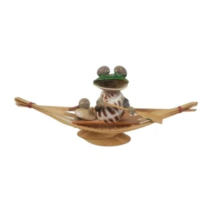 Estatuilla de bambú Kermit Frog Paddle and Duck Seashell de colección de los años 70 Knick Knack canoa - Imagen 1 de 5