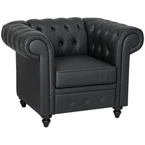HOMCOM Poltrona da Salotto Chesterfield in Finta Pelle PU e Gambe in Legno Nero - Foto 1 di 10