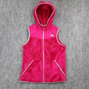 The North Face Vest Girls Large Pink Hooded Fleece Pocket Active Outdoor Casual - Picture 1 of 20