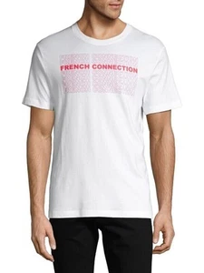 French Connection Men's Logo Repeat Graphic Tee, Size Large - White - Picture 1 of 7