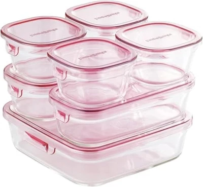 iwaki Heat Resistant Glass Storage Container Pink Set of 7 PS-PRN-P7 - Image 1 of 4