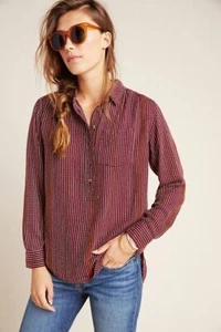 Camiseta Anthropologie Top XS ISADORA TÚNICA CON BOTONES ESPALDA Camisa Popover Henley Texturizada Nueva con Etiquetas - Imagen 1 de 6