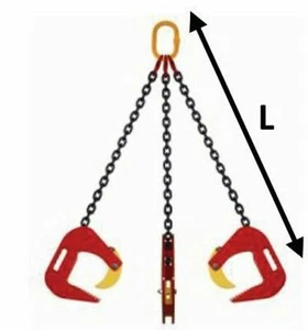 Elingue 3 brins pinces buses béton CMU 1500kg Longueur 150Cm Ouverture 40/120mm - Afbeelding 1 van 1