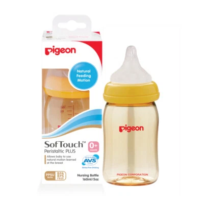 Pigeon Softouch Peristaltic Plus Wide Neck Bottle BPA & BPS Free 0+ MOnths 160ml - image 1 of 3