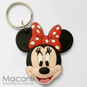 Minnie Mouse Face Keyring - Walt Disney Head Cartoon Rubber Phone Charm Strap - Picture 1 of 1