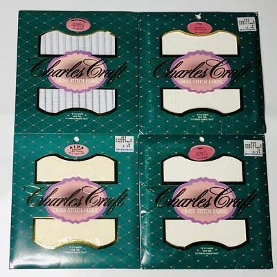 4 Charles Craft Cross Stitch Fabric Waste, Ivory, White 14/18 Count 12"x18" NEW - Image 1 of 4