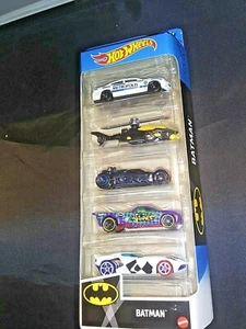 Hot Wheels Batman 5 Pack Police Car Batcopter Batmobile Joker & Harley Quinn Car - Picture 1 of 3