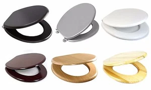 MDF HOLZ TOILETTENSITZ + ANPASSUNG VERSTELLBAR CHROMSCHARNIERE IN 6 FARBEN ERHÄLTLICH - Bild 1 von 9