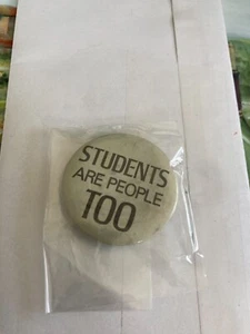 Hippy Pin  1970s Students are People too Button Political Pin - Picture 1 of 1