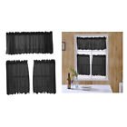 Semi Sheer 3 Pieces Kitchen Window Curtain Set -2 Tiers & 1 Valance Black_1