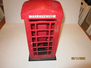 Rote London beleuchtete Telefonzelle mit Telefon Stahl Plexiglas groß 15"x7"x7" - Bild 1 von 8