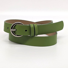 Talbots Women Green Contour Belt Genuine Leather Buckle Made in Italy Size S