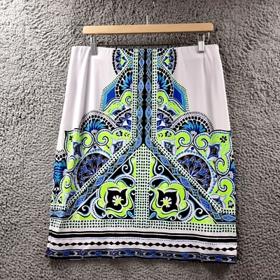 Falda lápiz para mujer Hale Bob Rockmans talla M blanca negra azul verde tejida elástica Foto 1 de 4