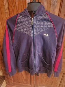 FILA SPORT Boys Youth Large 14/16 Zip Up Hoodie Track Jacket Navy & Red, NICE!! - Picture 1 of 3