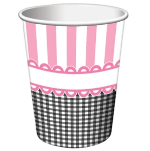 Tazas rosas para niñas baby shower tazas de papel para pies de bebé rosa y negro 8 quilates 9 oz - Imagen 1 de 1