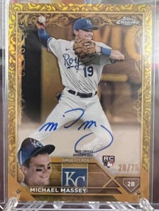 🔥MICHAEL MASSEY 2023 Topps Gilded Rookie Gold Etch Yellow Autograph #28/75🔥