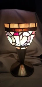 Vintage stained glass lamp shade only 6" dia, 8.75"H, 2"  metal base dia - Picture 1 of 8