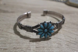 Exquisite GU Sterling and Blue Stones Cuff Bracelet - Picture 1 of 10