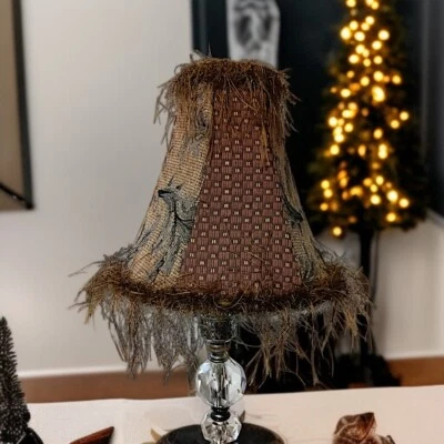 Tapestry Corn Silk Fringe Lamp Shade 9" Light Clip Bell Shaped Victorian Witchy - Image 1 of 4