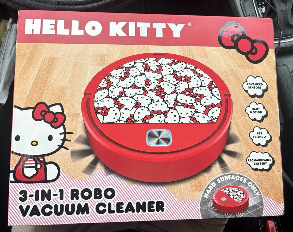 Nuevo en caja Robot aspirador Hello Kitty 3 en 1 sellado para superficie dura Foto 1 de 4