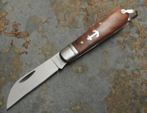 Albainox Messer Taschenmesser Bootsmesser Graft Knife Holzgriff Ankermotiv  - Bild 1 von 1